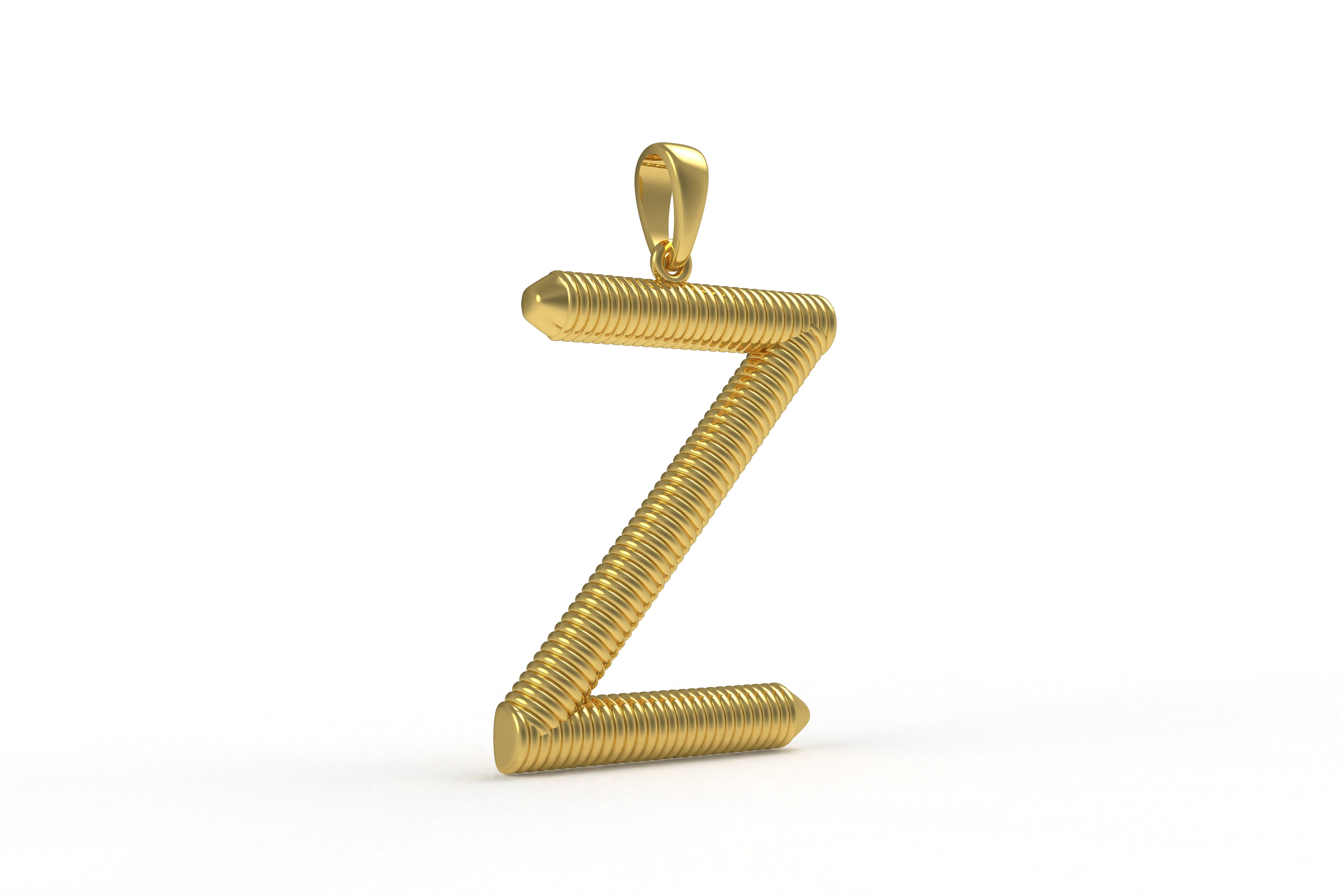 Spiral Initial Letter Z Pendant 3D print model_5