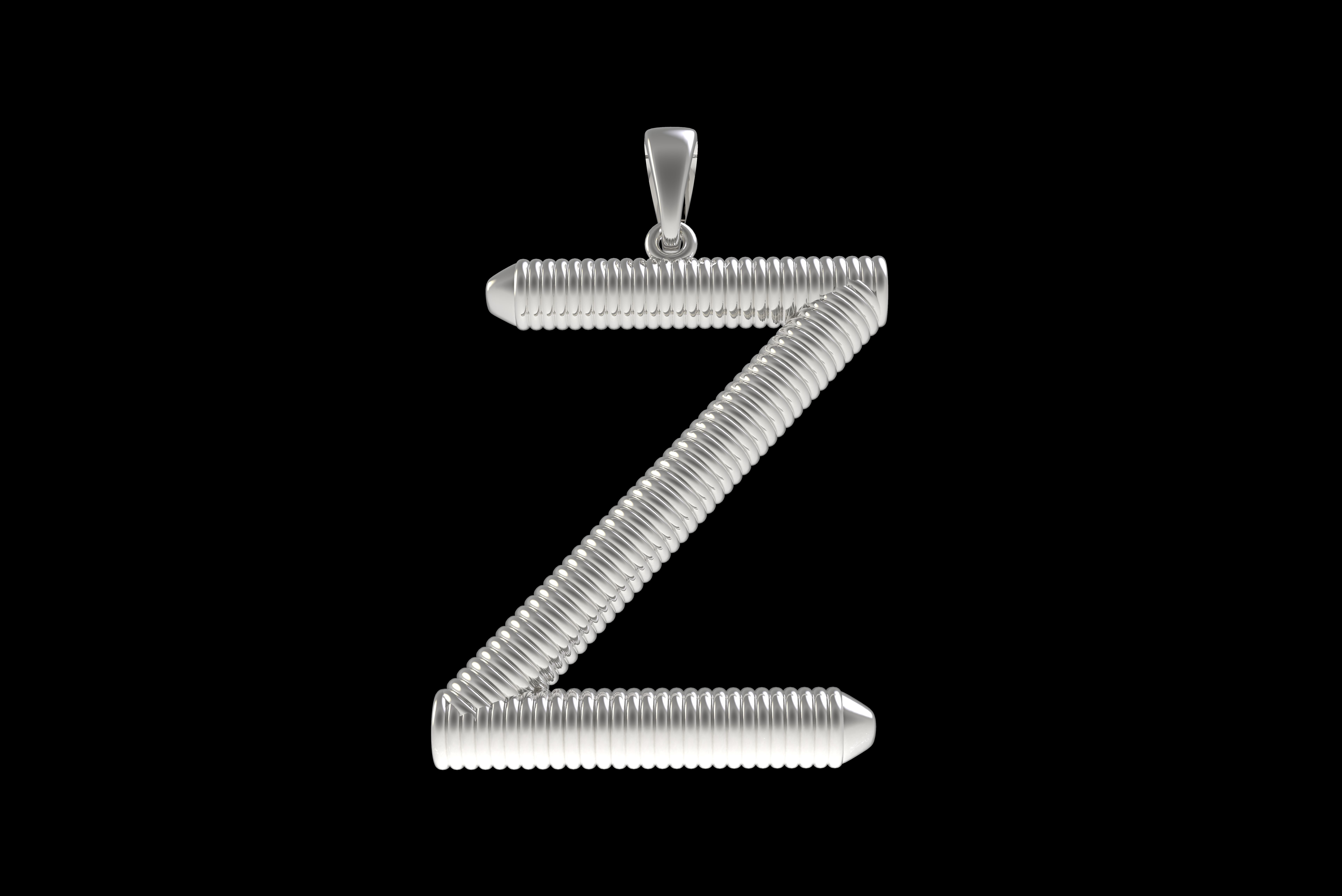 Spiral Initial Letter Z Pendant 3D print model_27