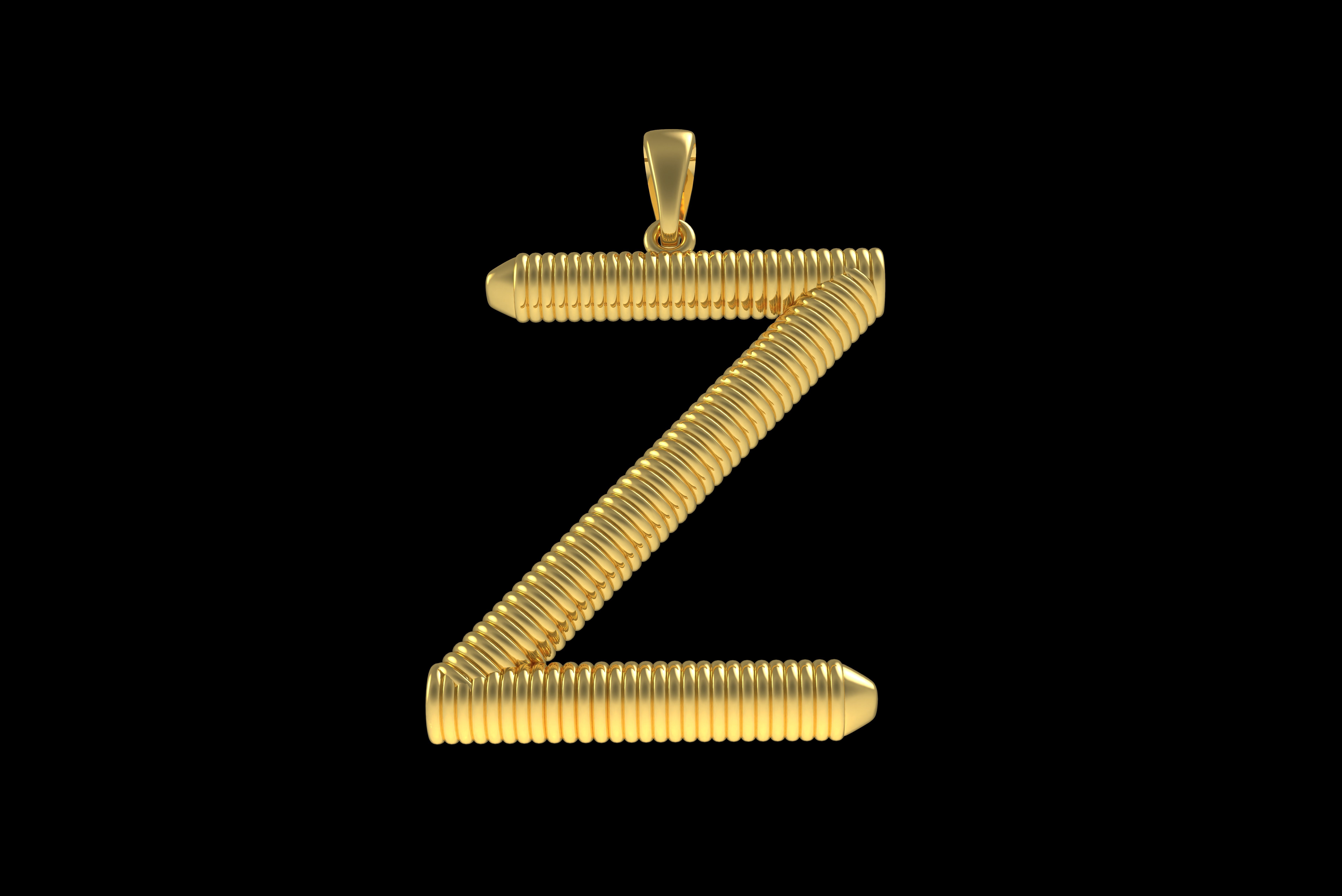Spiral Initial Letter Z Pendant 3D print model_23