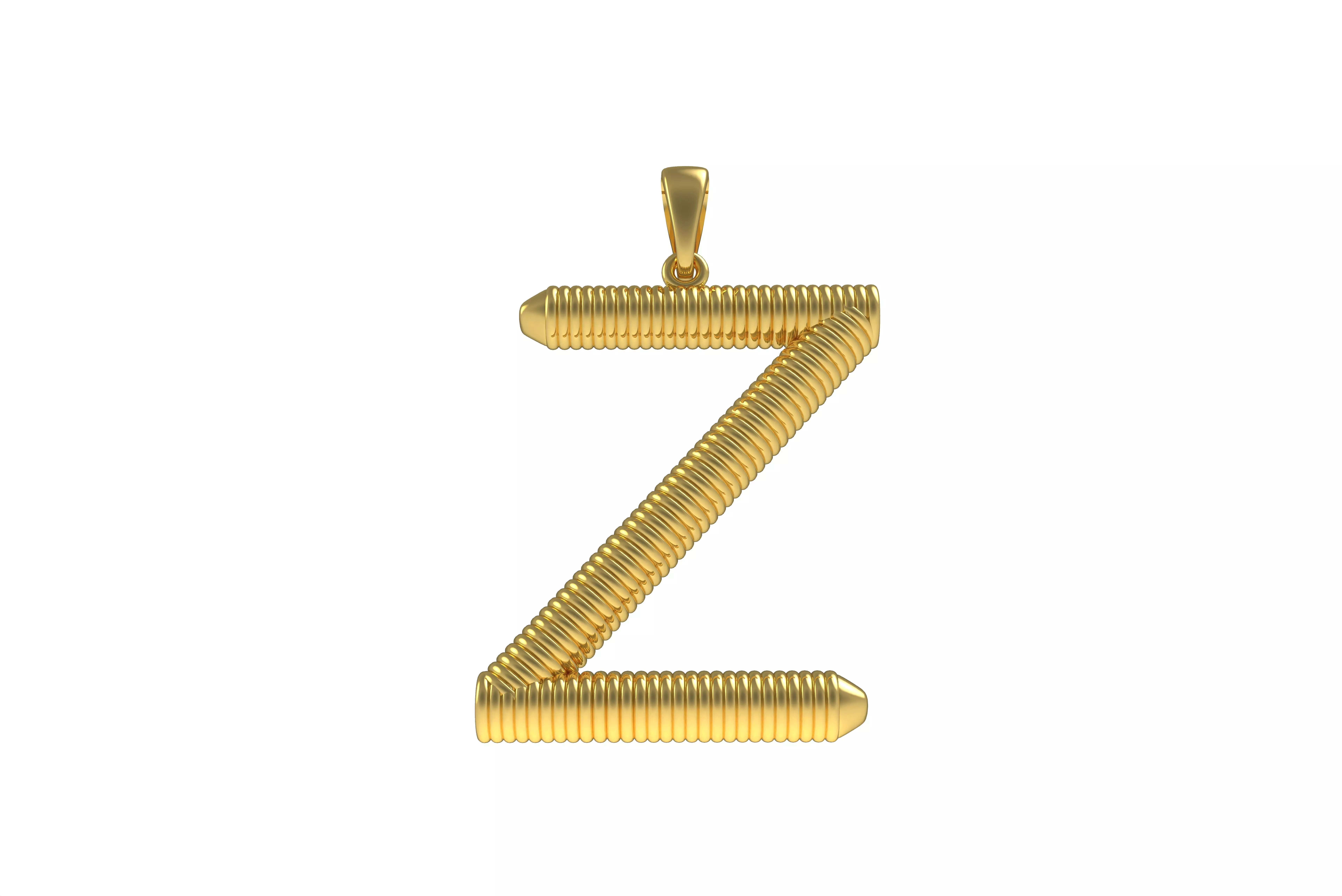 Spiral Initial Letter Z Pendant 3D print model_0