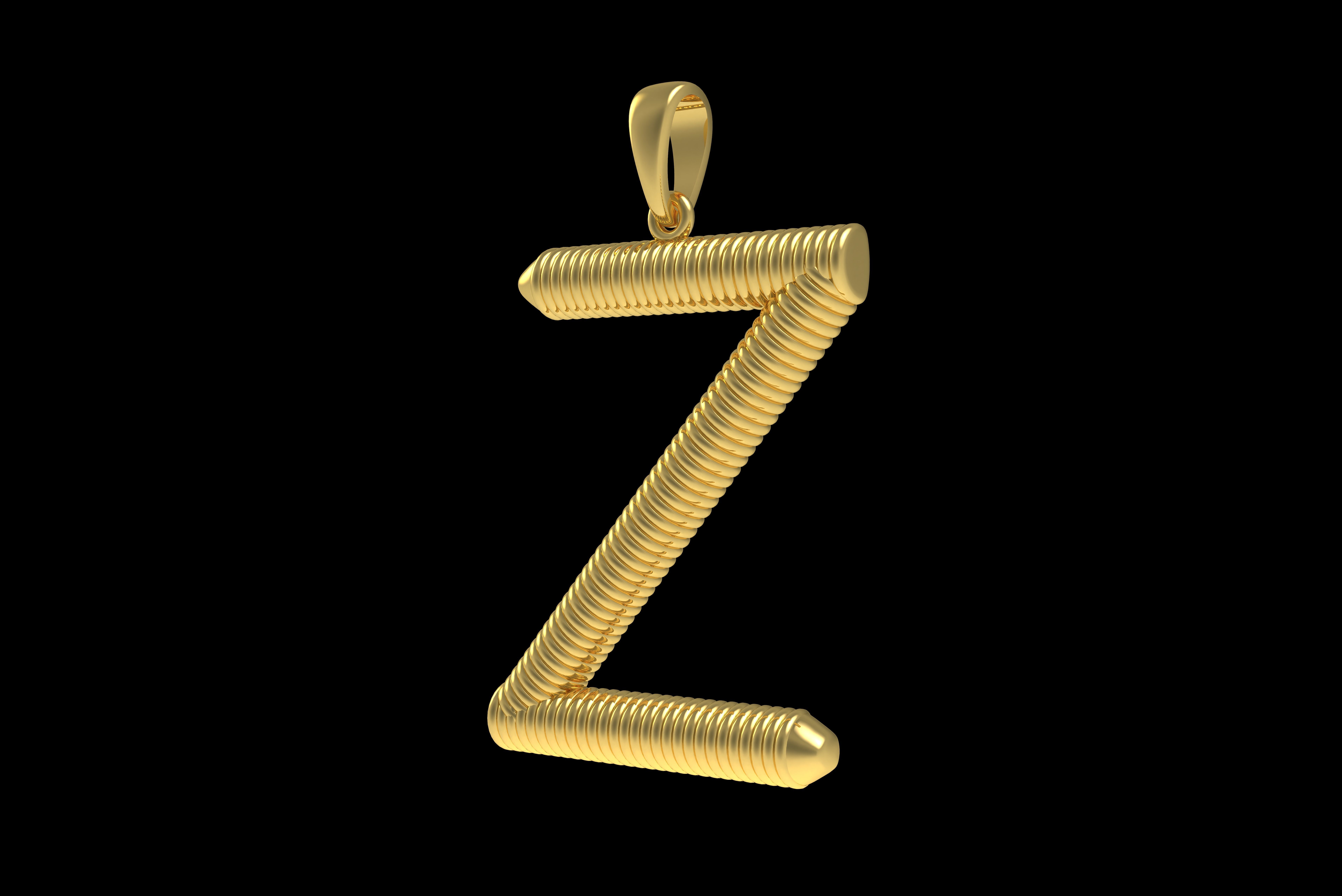 Spiral Initial Letter Z Pendant 3D print model_24