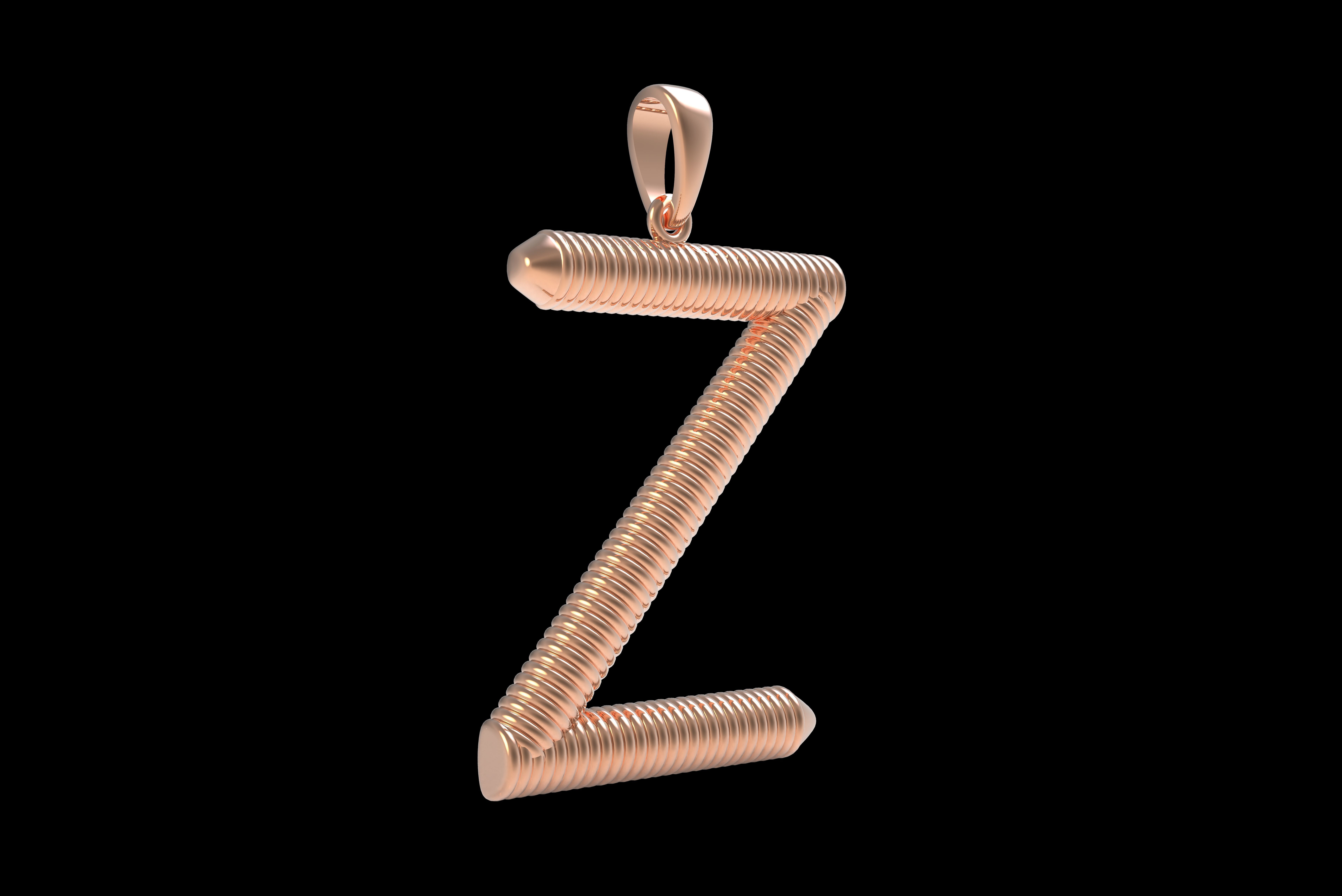 Spiral Initial Letter Z Pendant 3D print model_33