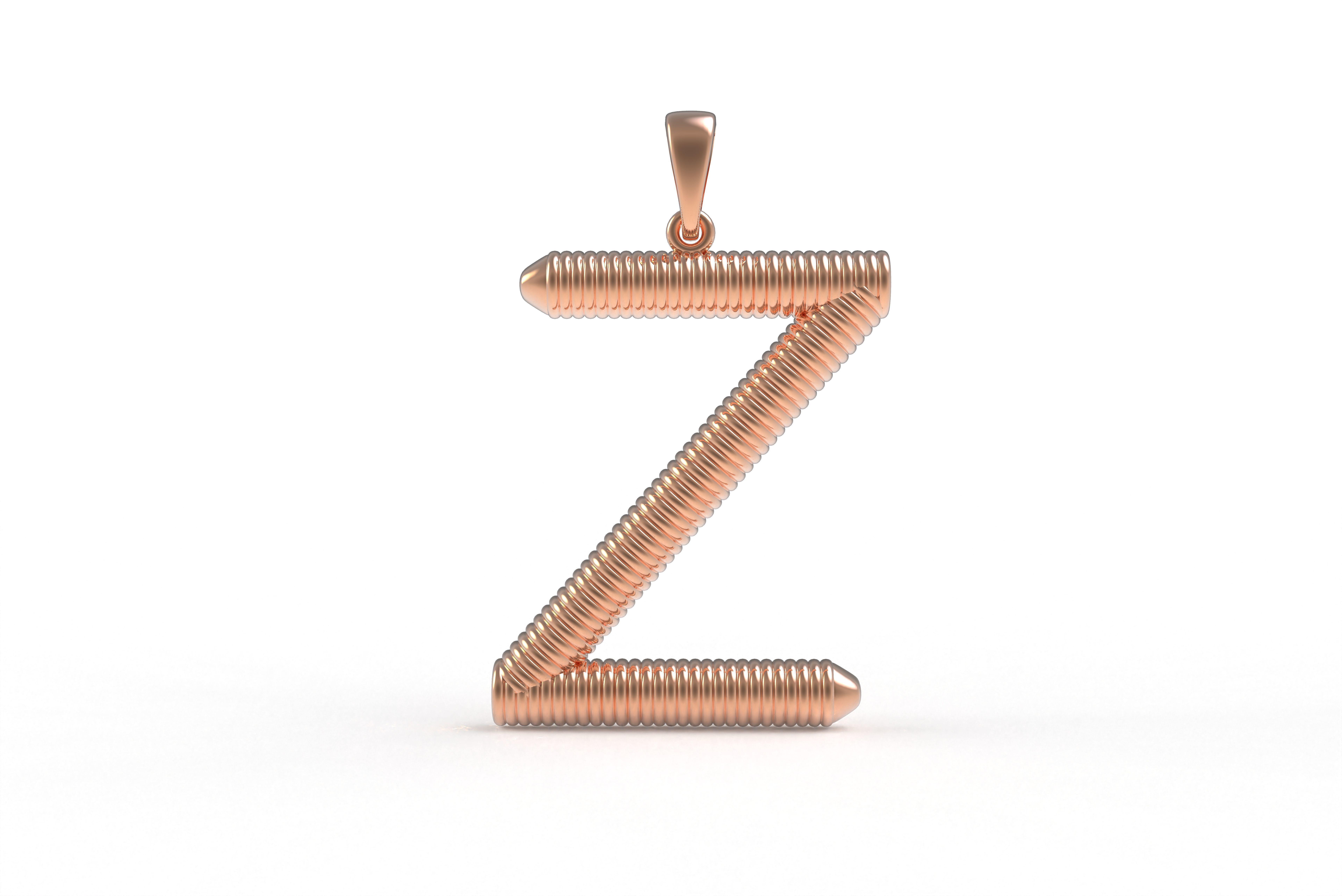 Spiral Initial Letter Z Pendant 3D print model_10