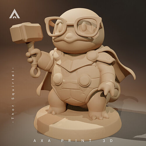 Thor Squirtle with Glasses - Superhero Turtle 3D print model