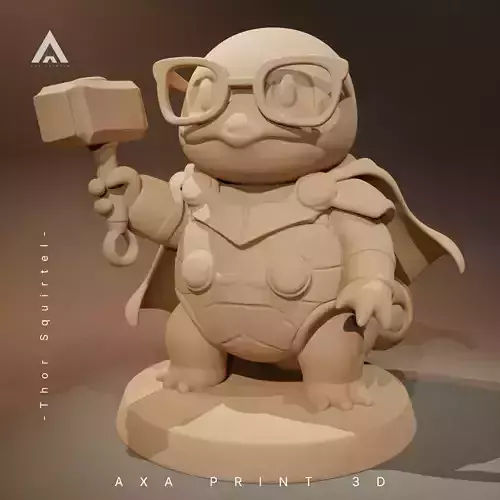 Thor Squirtle with Glasses - Superhero Turtle