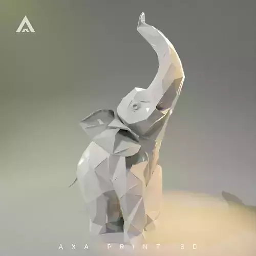 Geometric Elephant Rising - Modern Polygonal Art