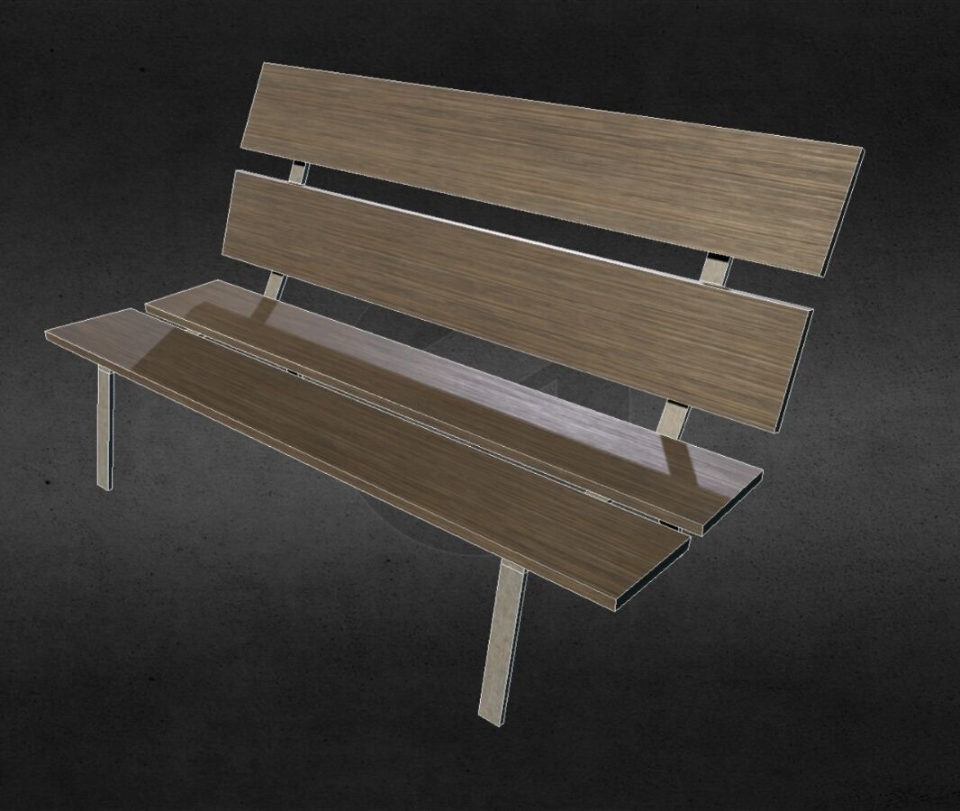 Bench - low poly wooden Low-poly 3D model_1