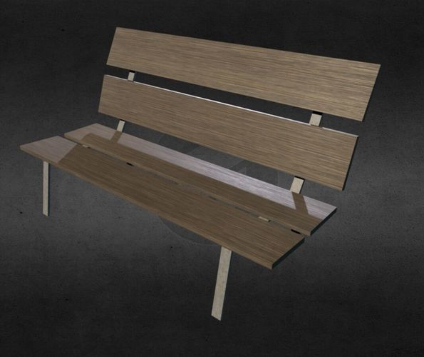 Bench - low poly wooden Low-poly 3D model