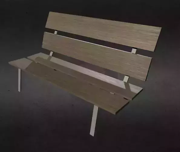 Bench - low poly wooden Low-poly 3D model