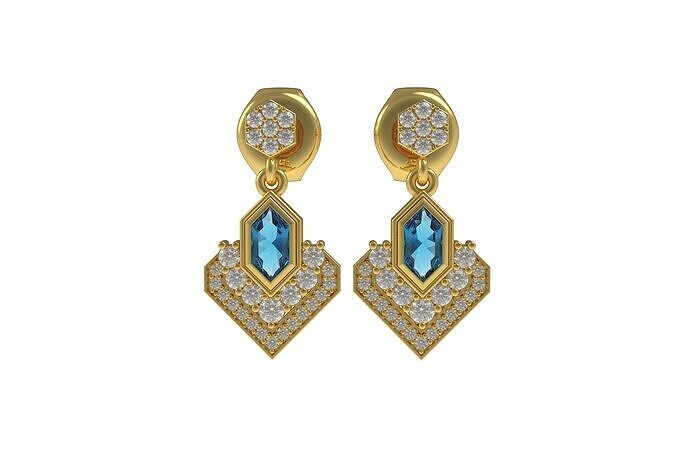 Hexagon Stone Stud Earring 3D print model