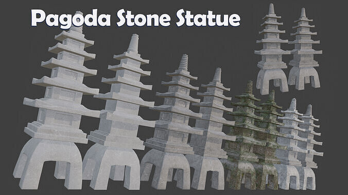 Pagoda Stone Statue Low-poly 3D model