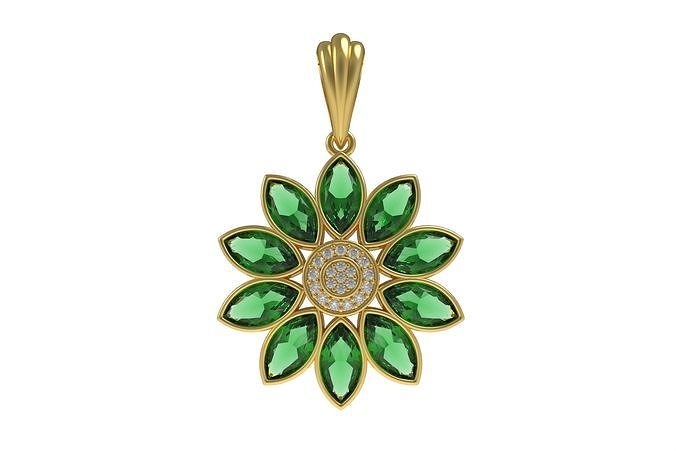 Marquise Diamond Floral Pendant 3D print model