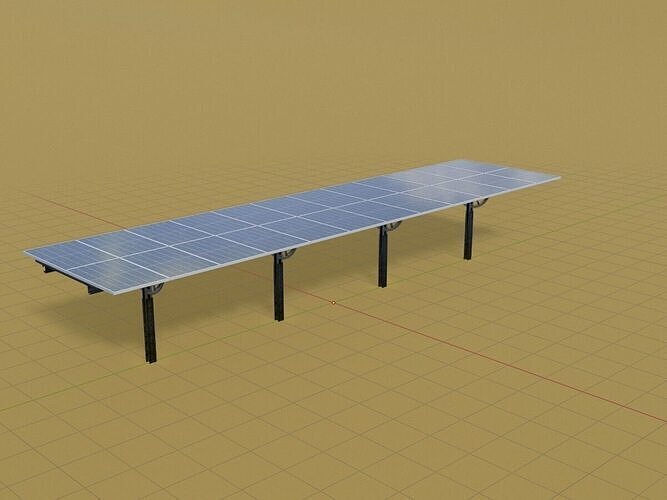 Agricultural photovoltaic 90 degrees 16m Low-poly 3D model