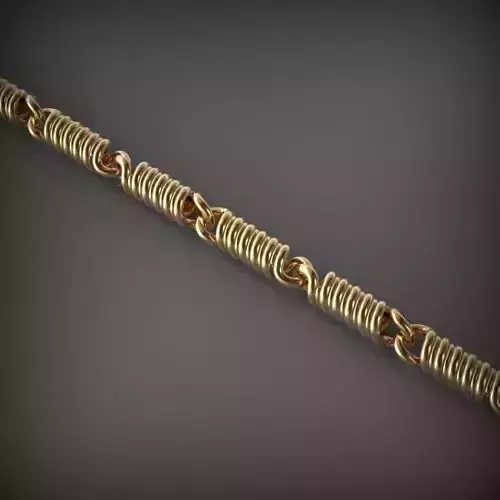 Chain necklace bracelet 3d print Wire Coil Style Gold Bracelet 3D print model