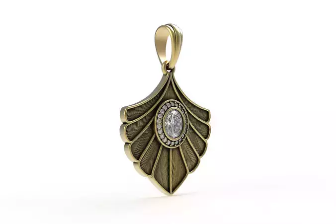 Oval Halo Leaf Pendant 3D print model