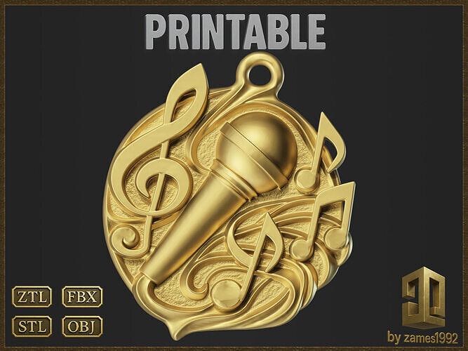Music Microphone Pendant 3D print model