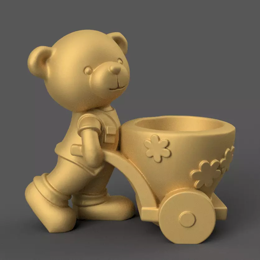 bear planter urn candy container candle holder 3D print model