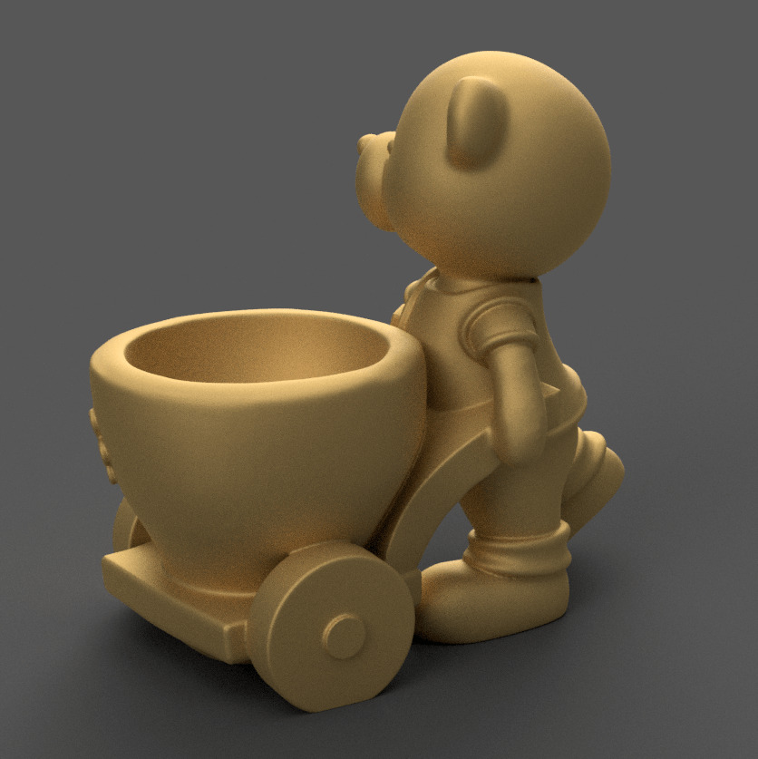 bear planter urn candy container candle holder 3D print model_2