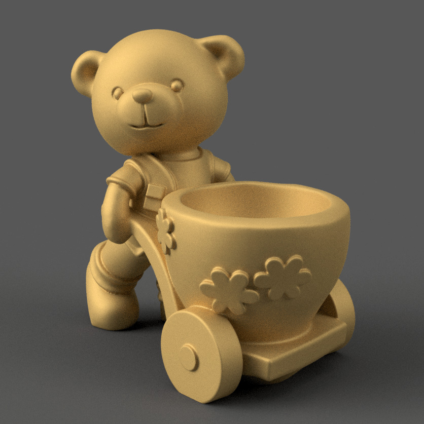 bear planter urn candy container candle holder 3D print model_1
