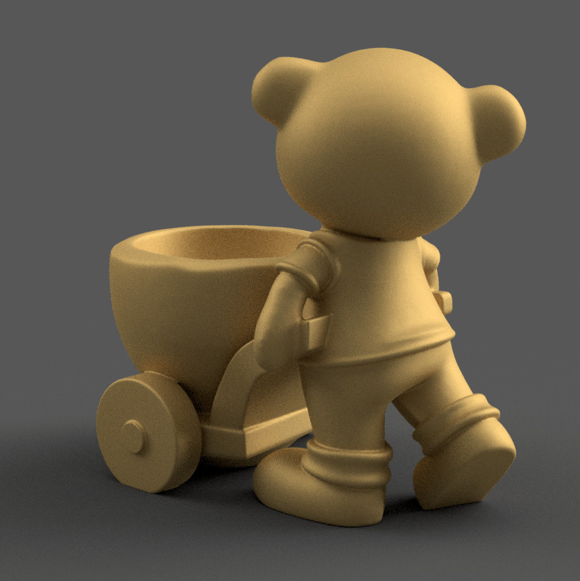 bear planter urn candy container candle holder 3D print model_3