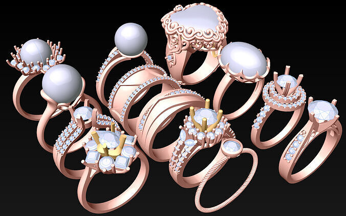 13  Womens Ring - Collection 3d Ring Jewellery Models bulk- AW12 3D print model