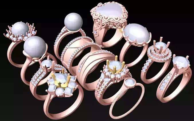 13  Womens Ring - Collection 3d Ring Jewellery Models bulk- AW12