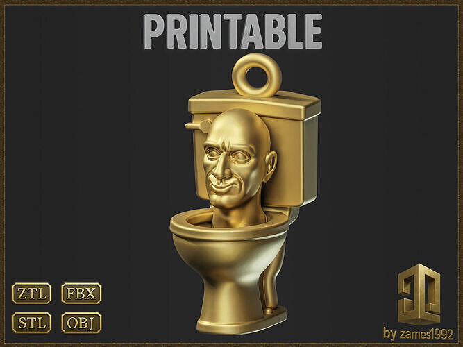 Meme Toilet Head Pendant 3D print model