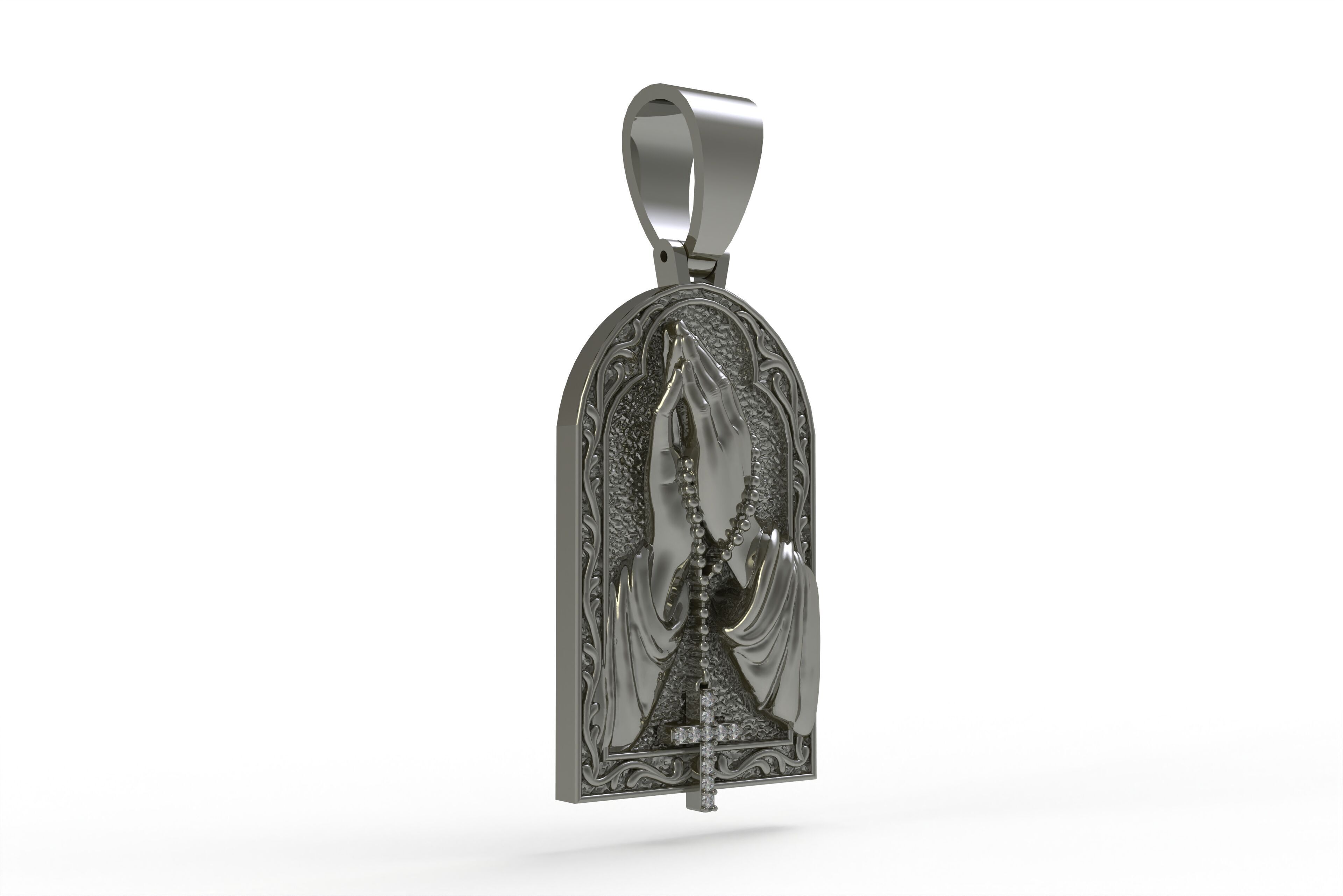 Praying Hands with Cross Pendant 3D print model_13