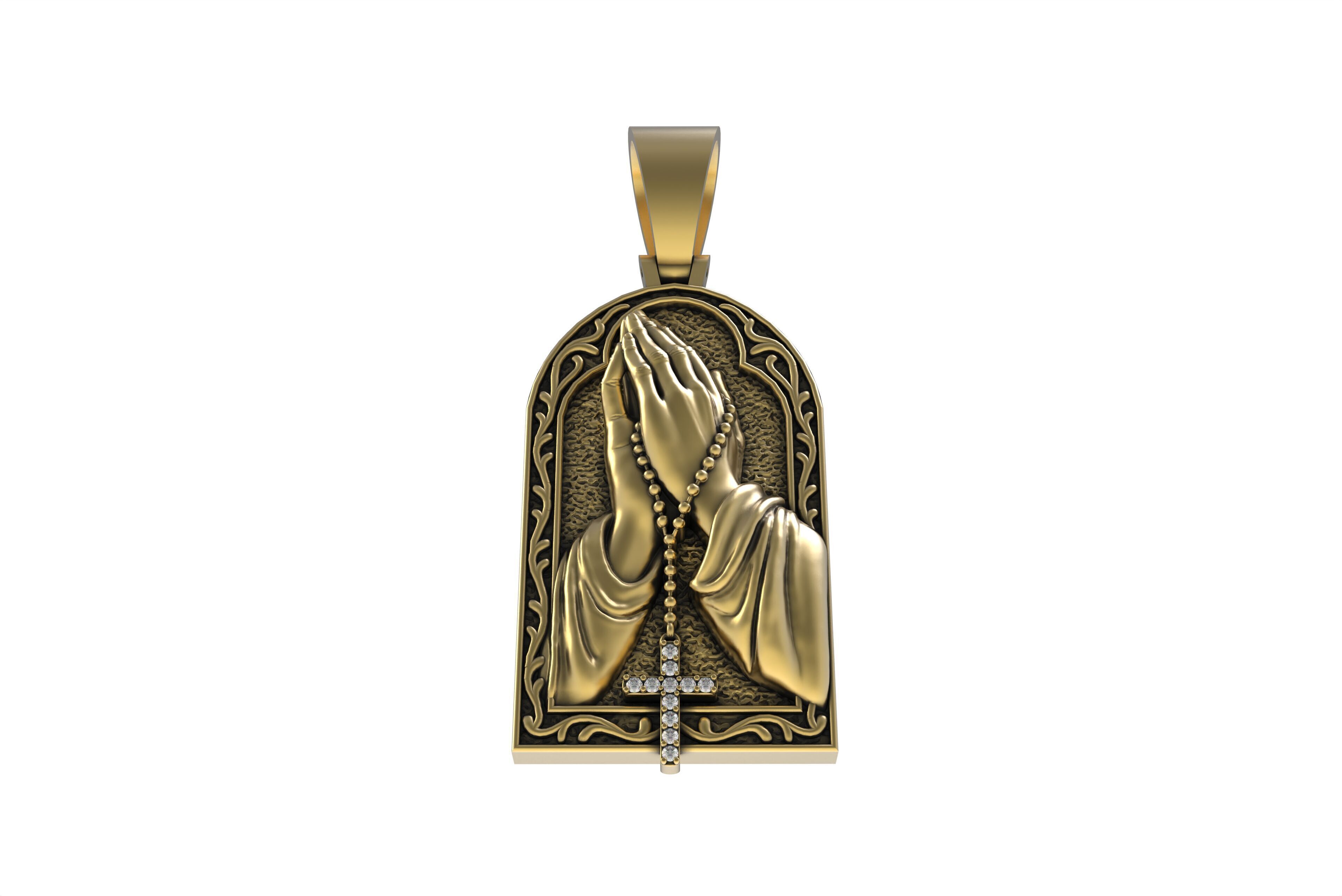 Praying Hands with Cross Pendant 3D print model_4