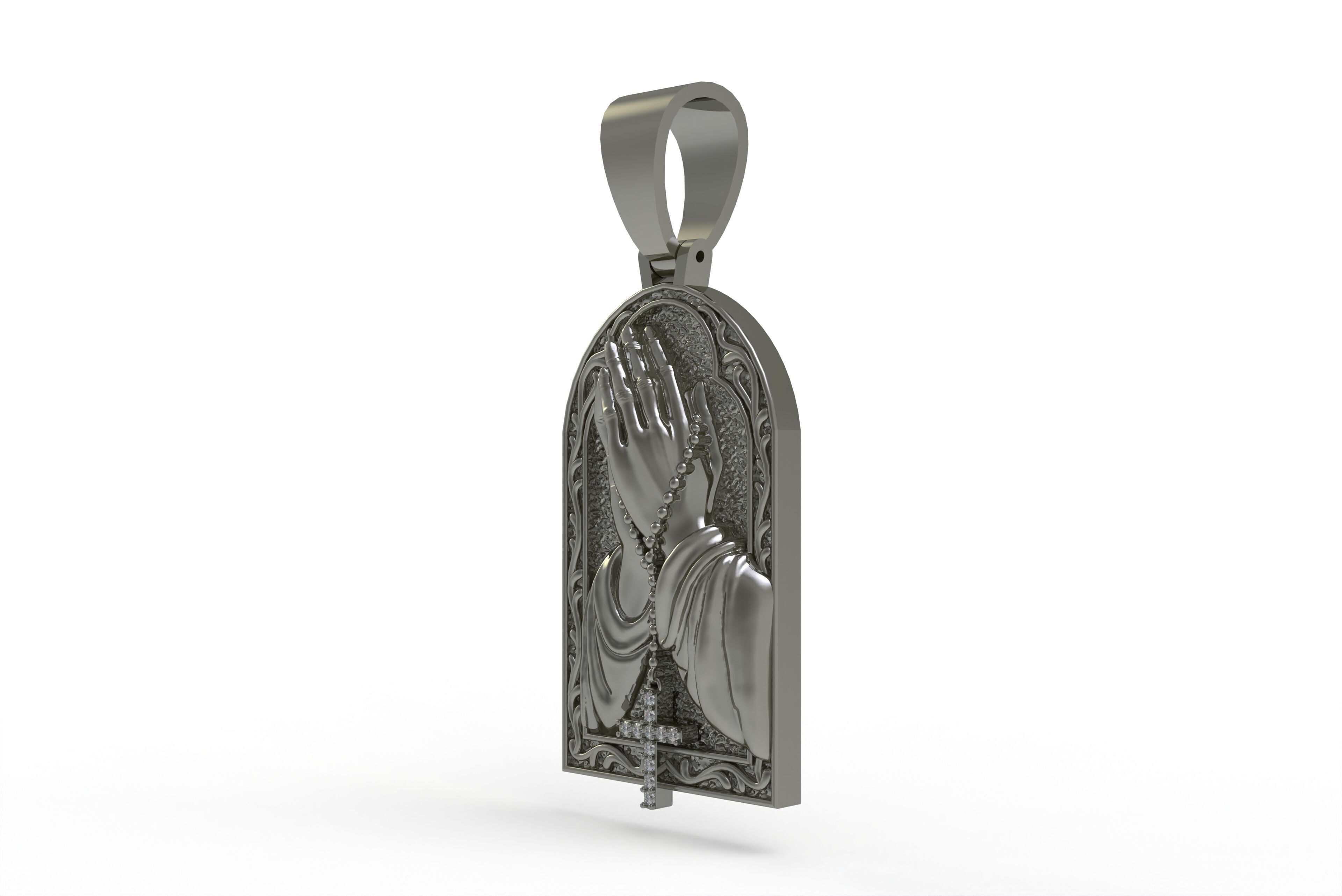 Praying Hands with Cross Pendant 3D print model_12