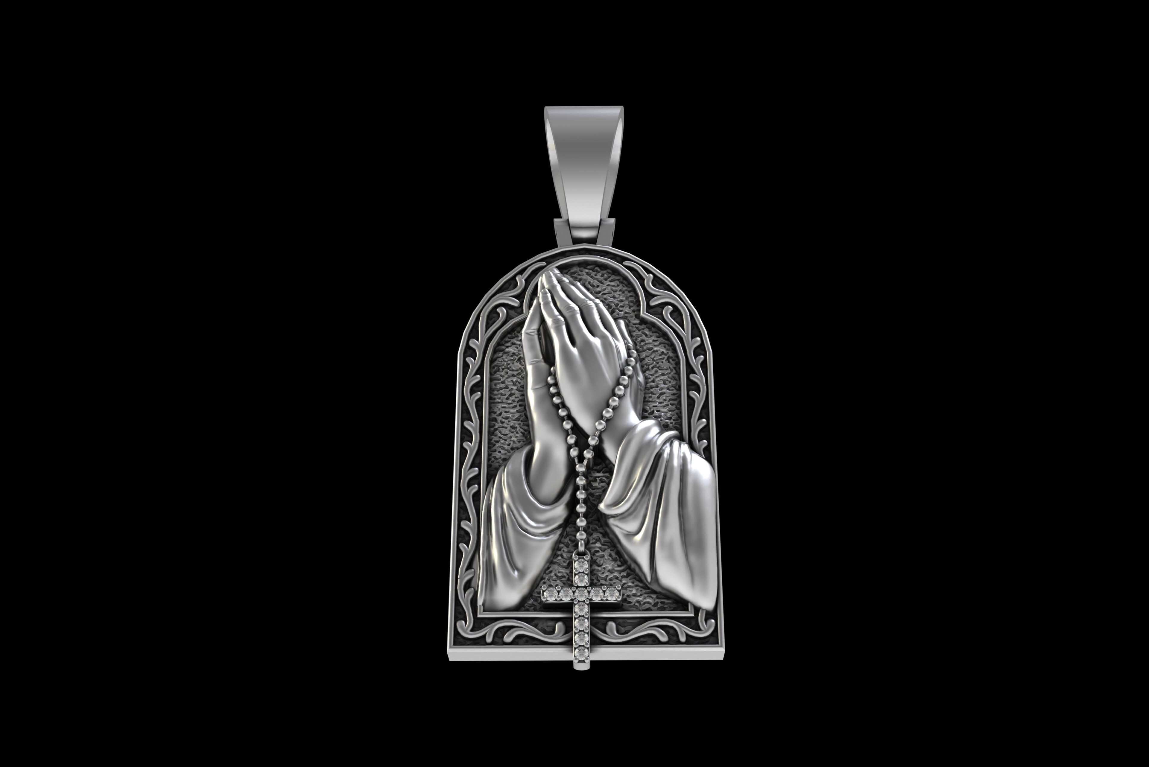 Praying Hands with Cross Pendant 3D print model_19