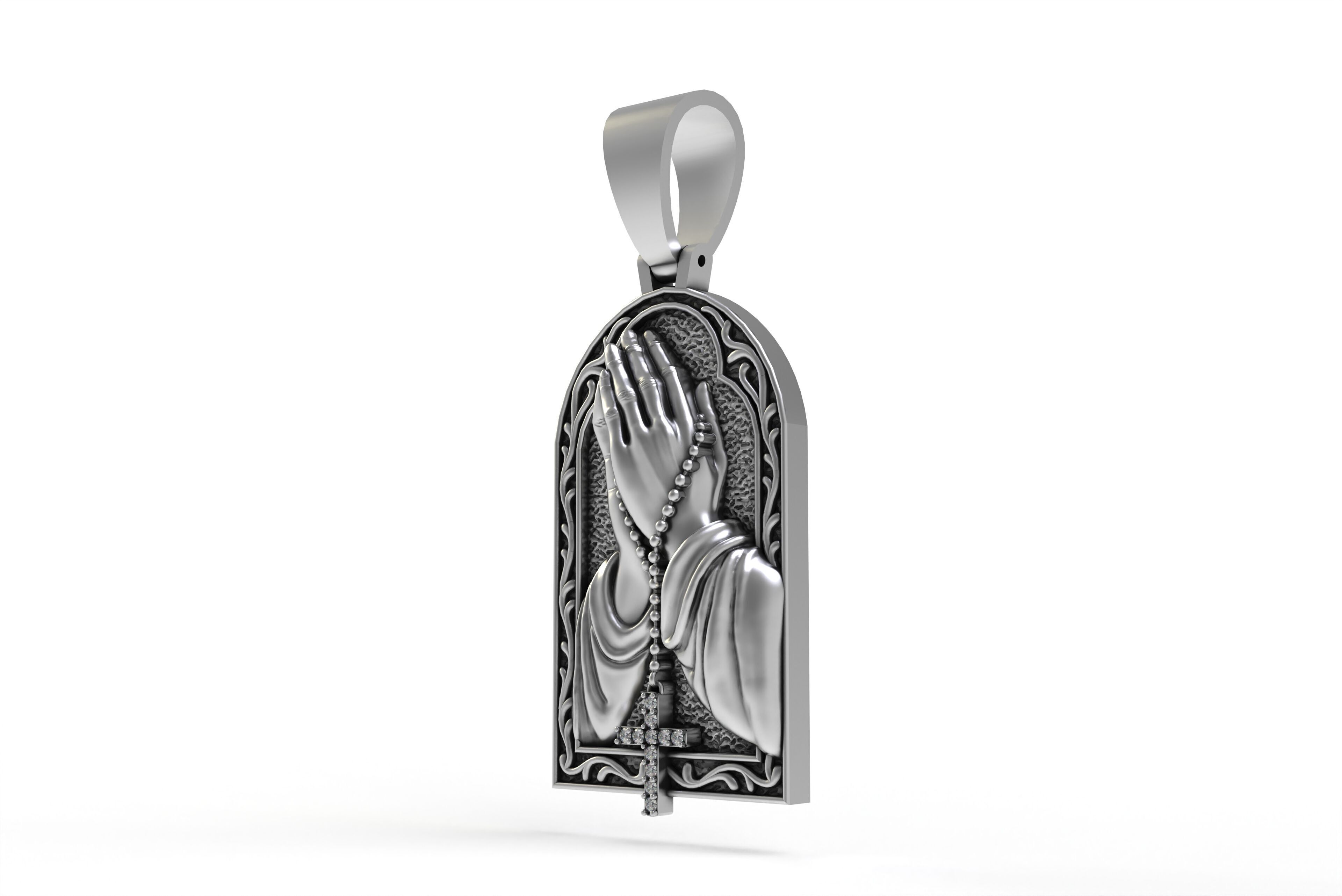 Praying Hands with Cross Pendant 3D print model_8