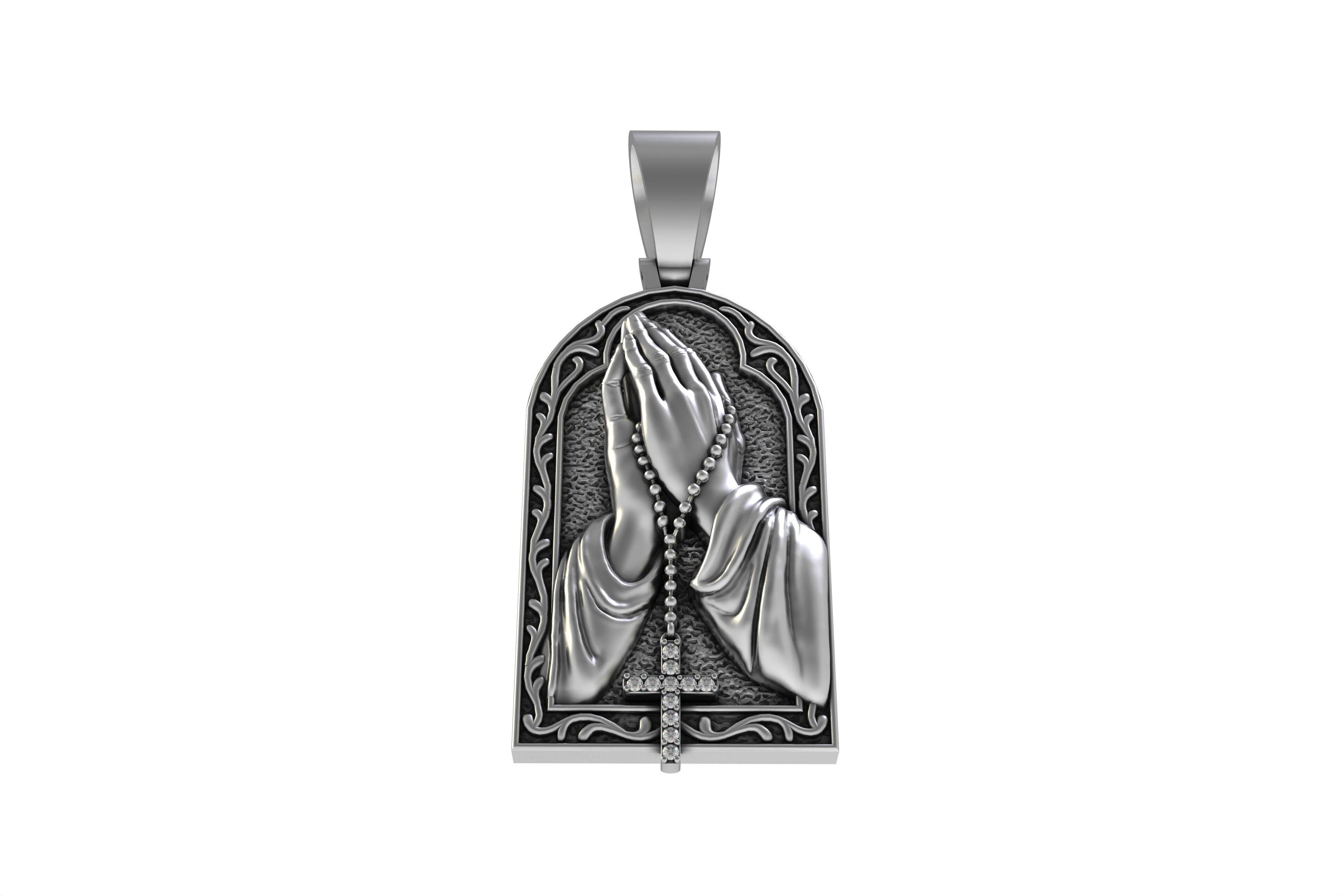 Praying Hands with Cross Pendant 3D print model_7