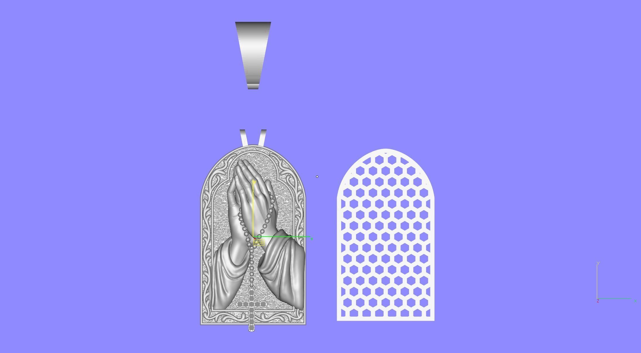 Praying Hands with Cross Pendant 3D print model_23