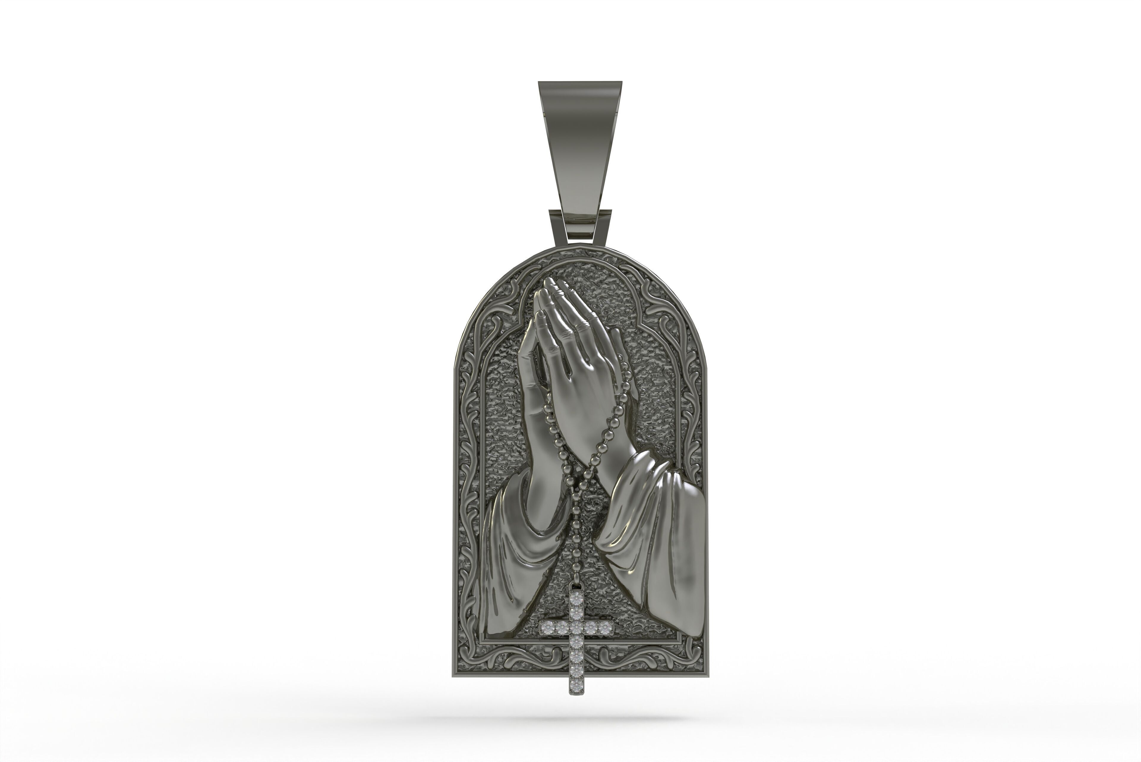 Praying Hands with Cross Pendant 3D print model_10