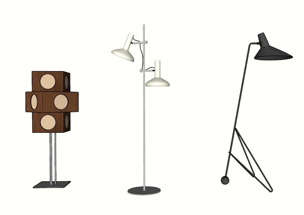 Modern Trio Floor Lamps 3D model_1