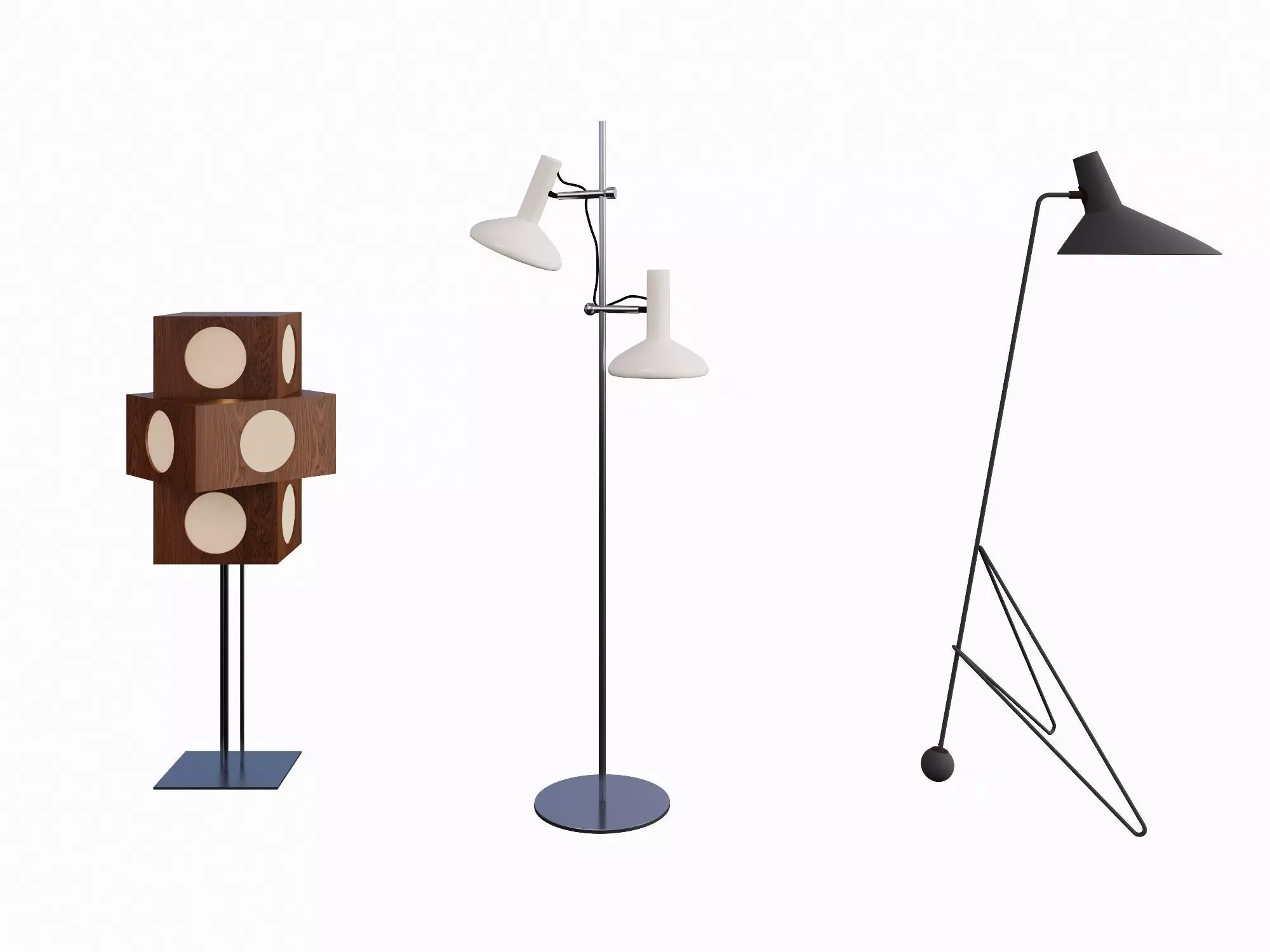 Modern Trio Floor Lamps 3D model_0