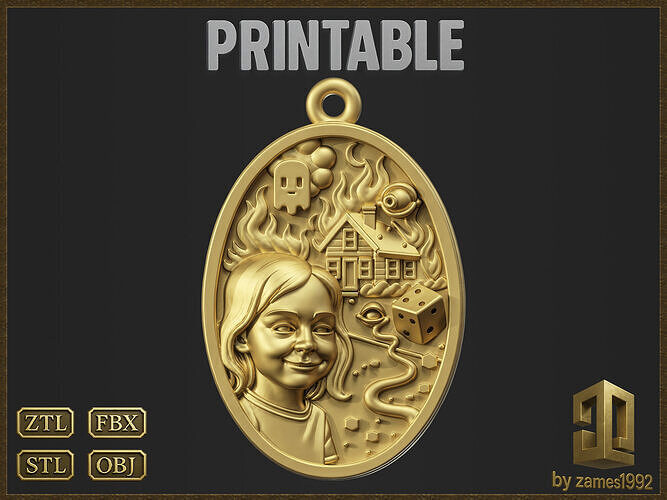 Meme Disaster Girl Abstract Pendant 3D print model