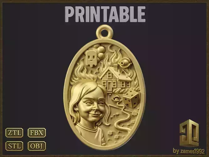 Meme Disaster Girl Abstract Pendant