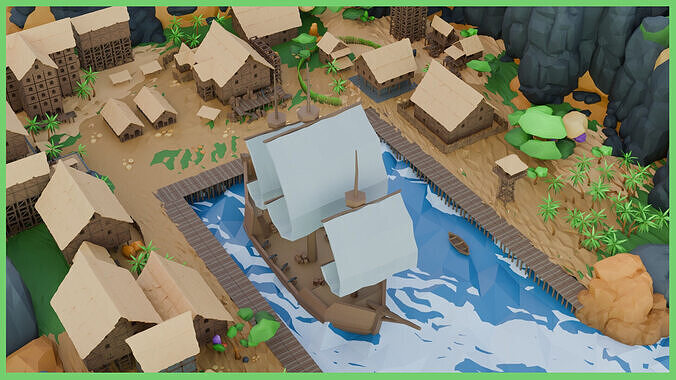 Low poly Modular Environment pack Low-poly 3D model