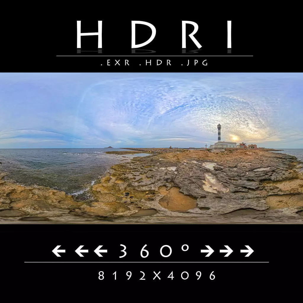 8K HDRI Lighthouse Sunset on Rocky Coast  Texture_0