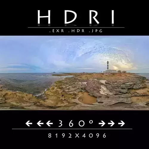 8K HDRI Lighthouse Sunset on Rocky Coast  Texture