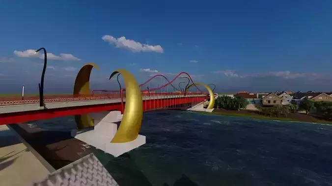 High Detail 3D Model Architecture of Steel Box Girder Bridge