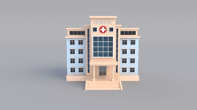 Hospital building Low-poly 3D model