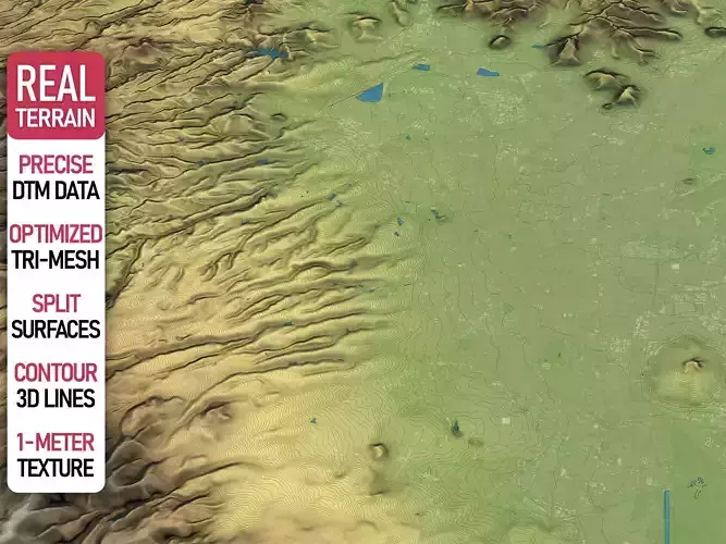 Mexico City - Topography Terain Low-poly 3D model