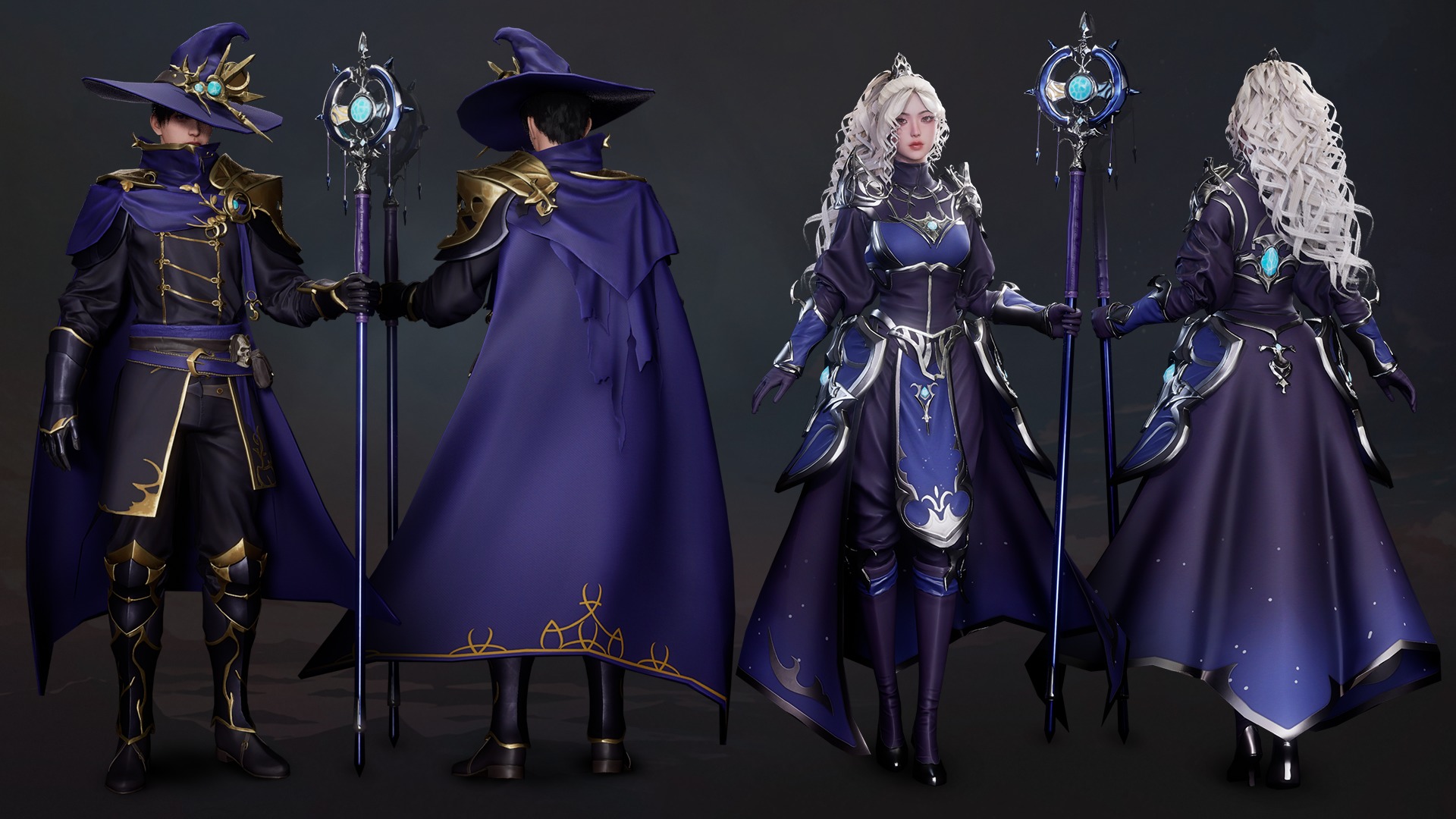 MMORPG Mages - Medieval Fantasy Modular Character Bundle 3D Model Collection_12
