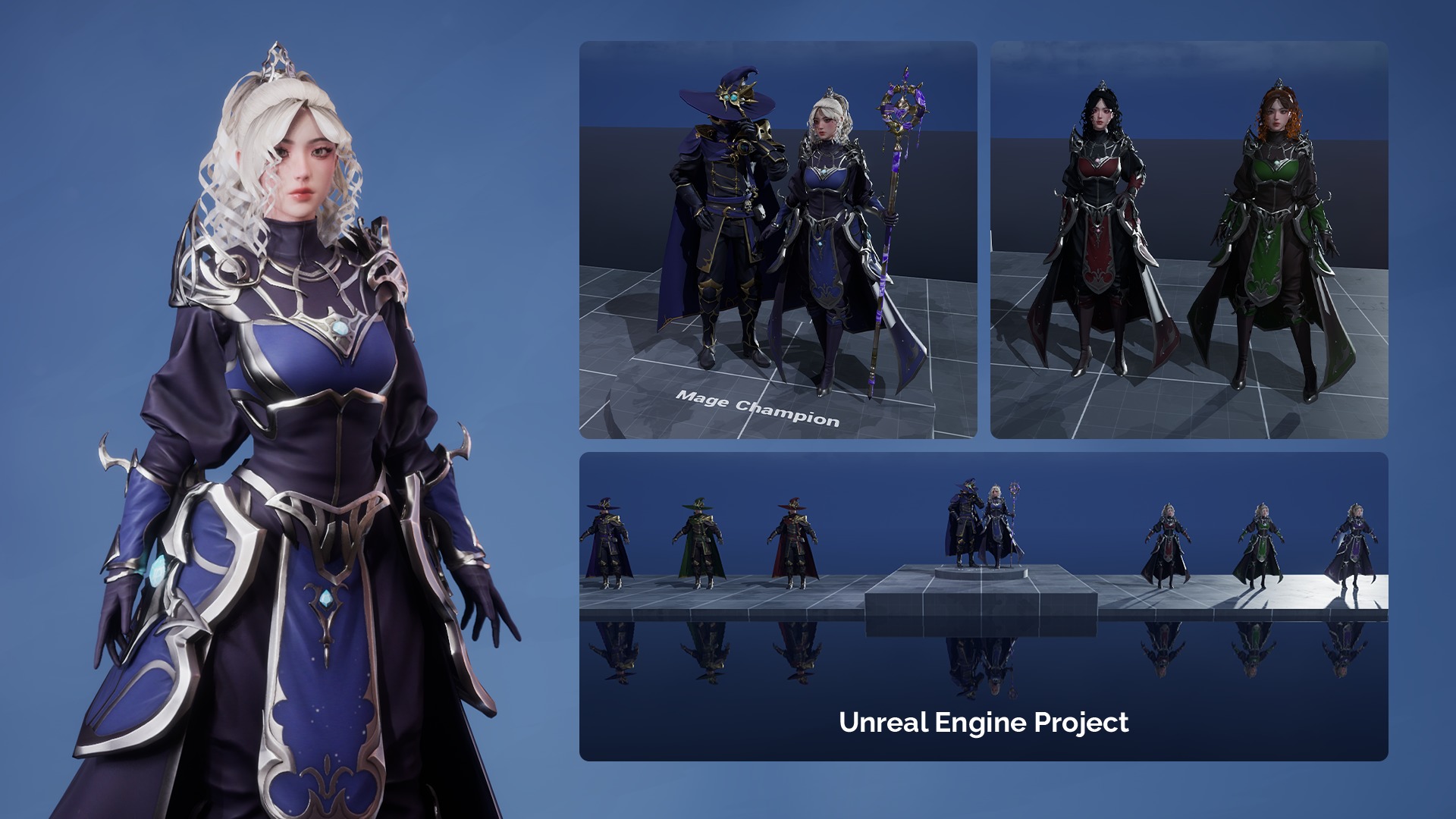 MMORPG Mages - Medieval Fantasy Modular Character Bundle 3D Model Collection_28