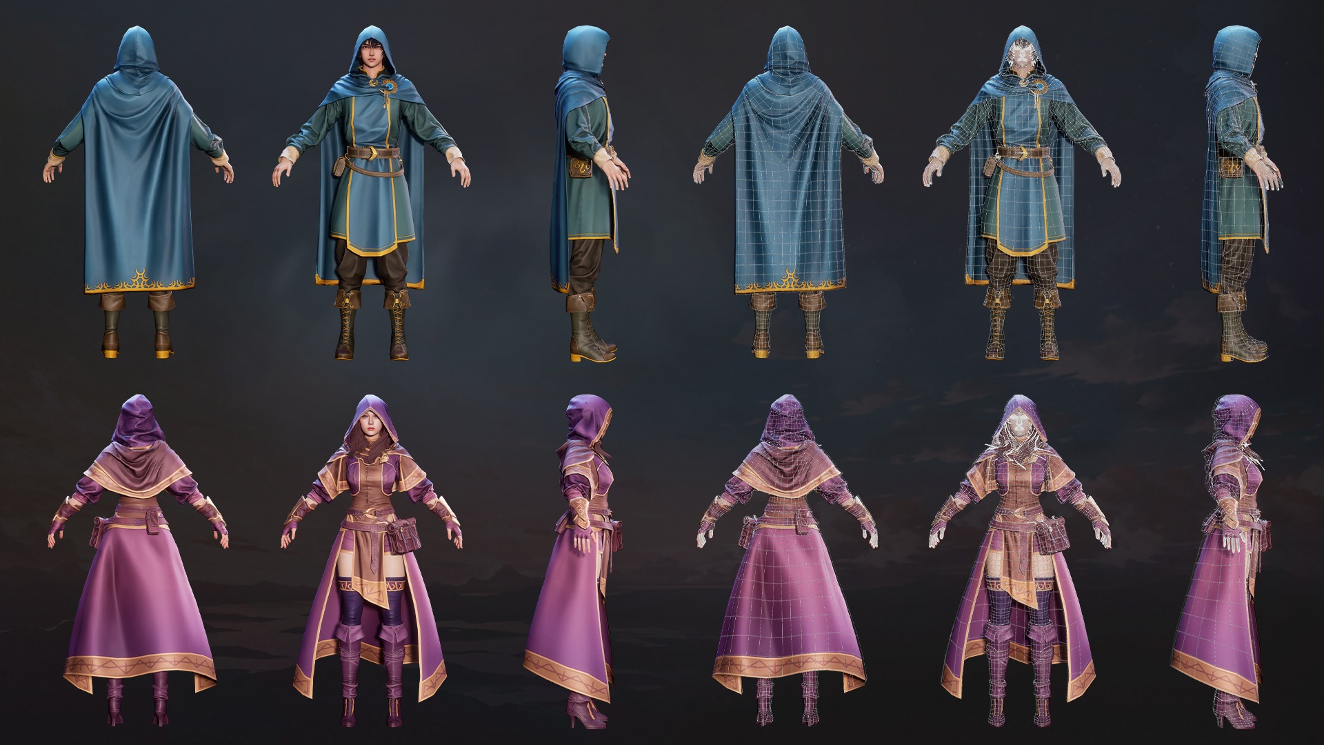 MMORPG Mages - Medieval Fantasy Modular Character Bundle 3D Model Collection_31