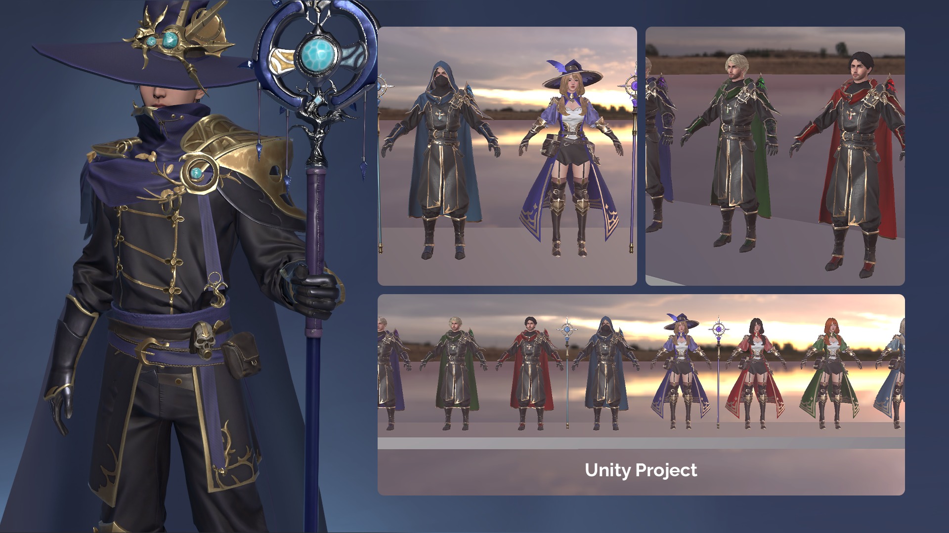 MMORPG Mages - Medieval Fantasy Modular Character Bundle 3D Model Collection_30