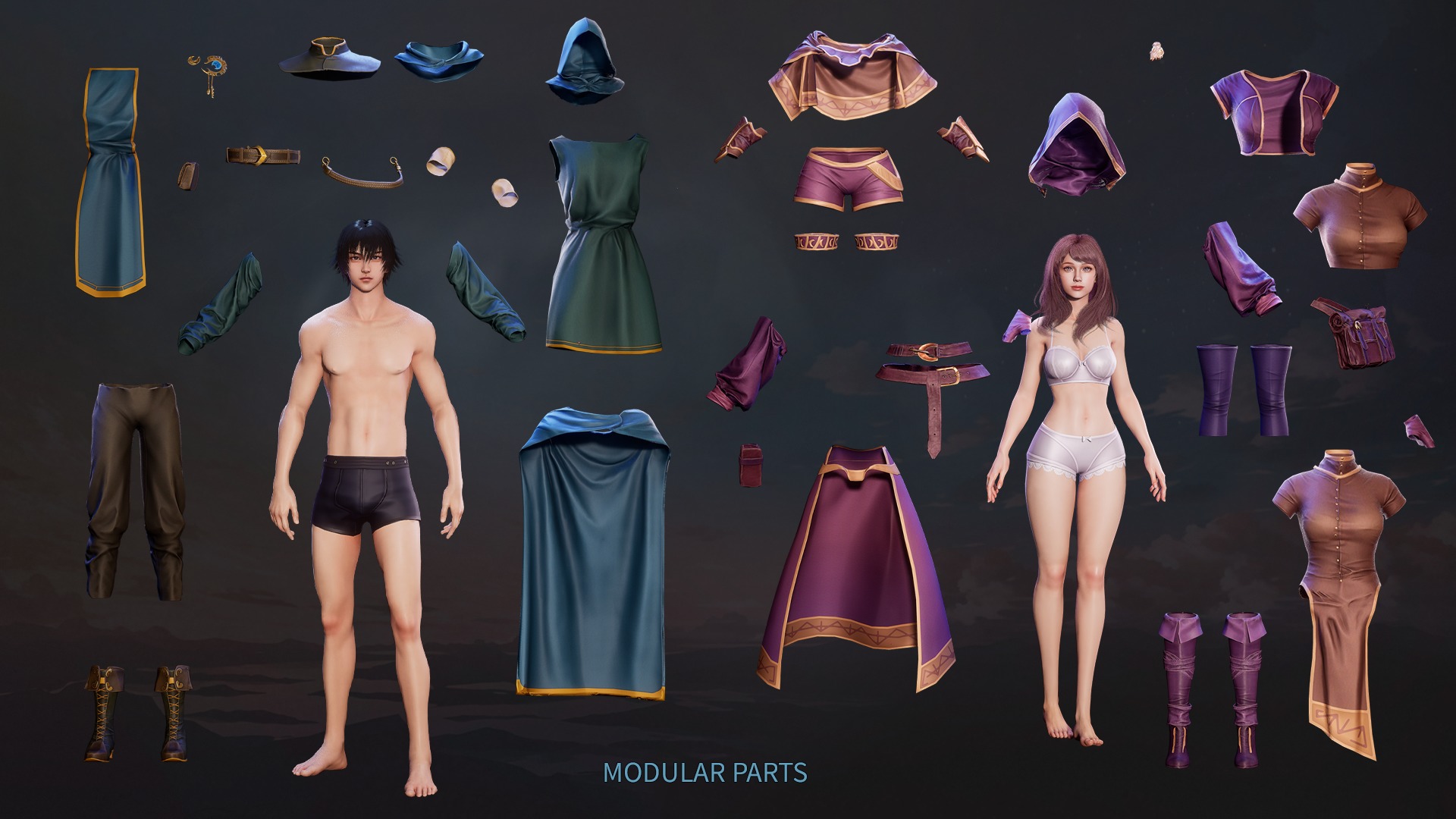 MMORPG Mages - Medieval Fantasy Modular Character Bundle 3D Model Collection_17